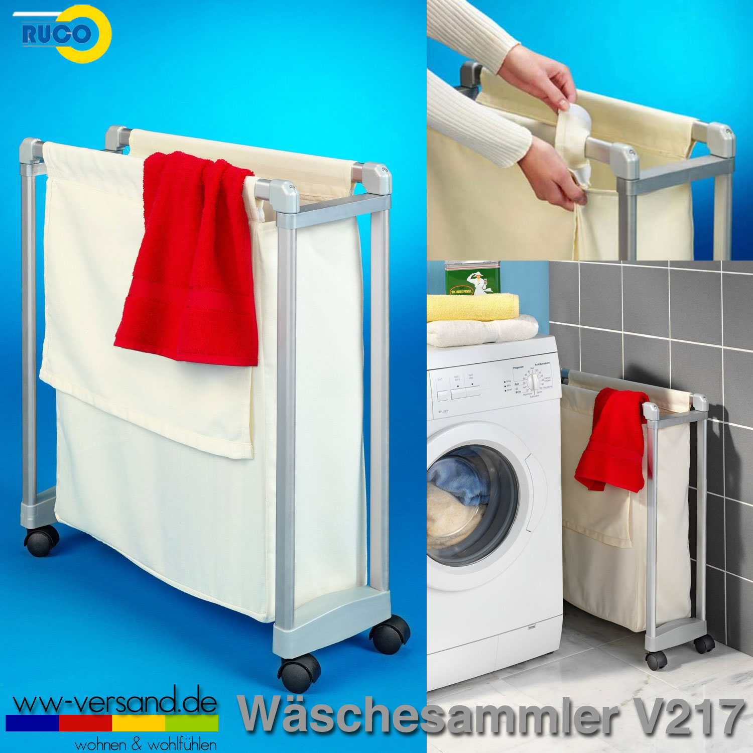 RUCO V217 Wäschesammler Wäschebox Nischenwagen Wäschewagen | günstig